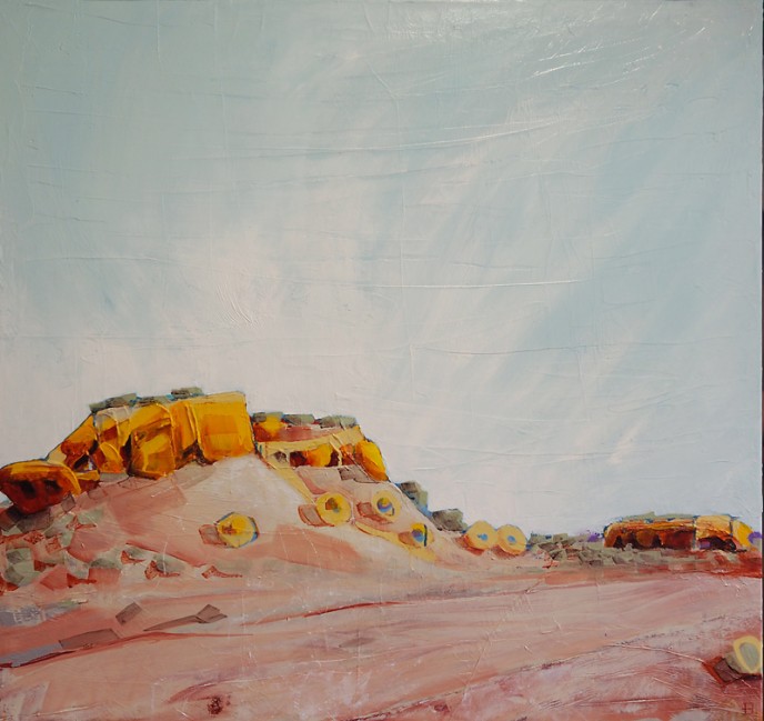 SOLD - Amphitheatre, Mt Magnet - Acrylic & Aerosol on Canvas 91x91cm