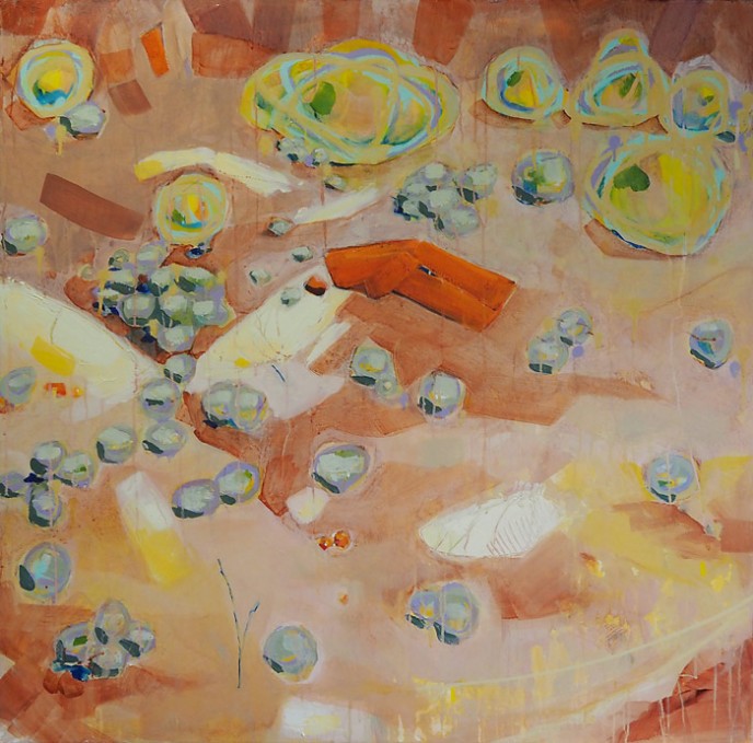 Amphitheatre Hill Face - Mt Magnet - acrylic & aerosol on canvas 91x91cm
