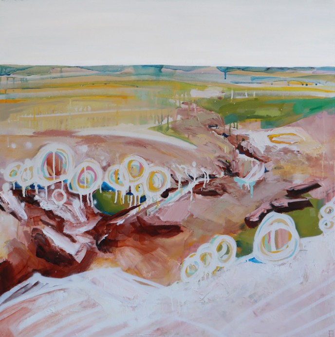 Coal Seam Gully - Mingenew - Acrylic and Aerosol on Canvas 91x91cm