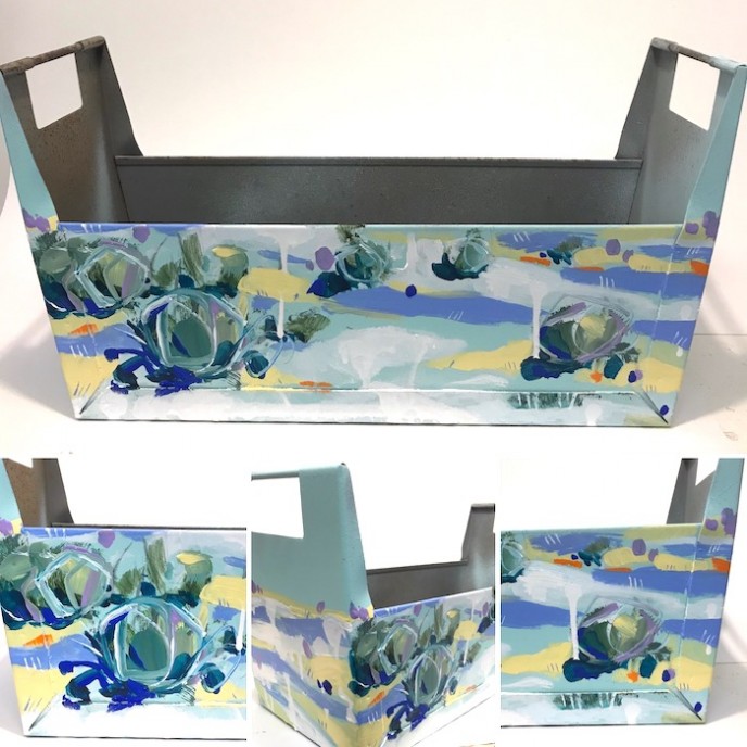 SOLD Painted Object - Bank Ledger Tray - A gift for my Mum (to be used as a planter)